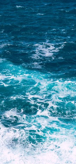 sea foam, sea, blue Wallpaper 1080x2340