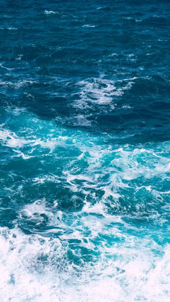 Обои 640x1136 морская пена, море, синий