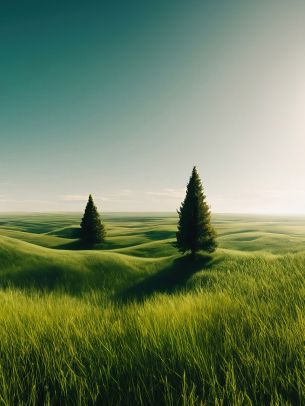 landscape, field, horizon, grass Wallpaper 1536x2048
