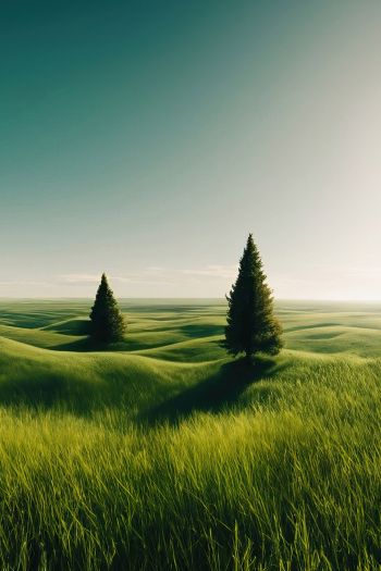 Обои 640x960 пейзаж, поле, горизонт, трава