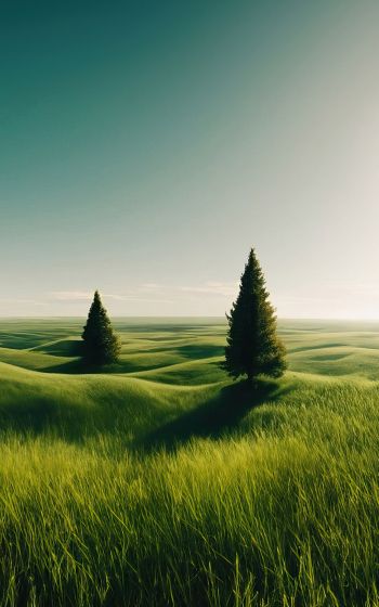 Обои 1200x1920 пейзаж, поле, горизонт, трава