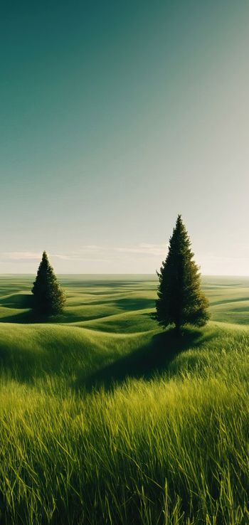 Обои 720x1520 пейзаж, поле, горизонт, трава