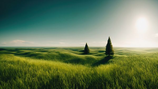 landscape, field, horizon, grass Wallpaper 2048x1152