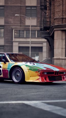 Обои 640x1136 BMW M1, дрифт, улица