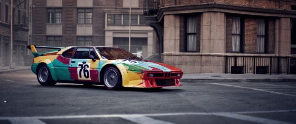 Обои 3440x1440 BMW M1, дрифт, улица