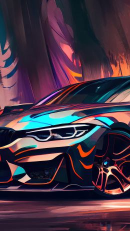 BMW M4, sports car, drawing Wallpaper 720x1280