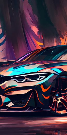 BMW M4, sports car, drawing Wallpaper 720x1440