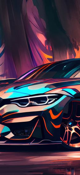 BMW M4, sports car, drawing Wallpaper 828x1792