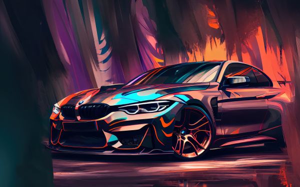 BMW M4, sports car, drawing Wallpaper 2560x1600