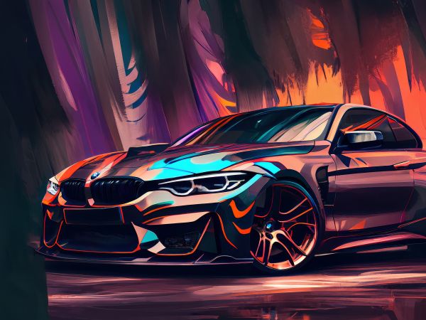 Обои 1024x768 BMW M4, спорткар, рисунок