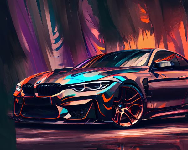 BMW M4, sports car, drawing Wallpaper 1280x1024