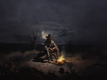 Wild West, cowboy, night, bonfire Wallpaper 800x600