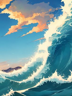 sea waves, sea, art Wallpaper 1620x2160