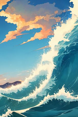 sea waves, sea, art Wallpaper 640x960