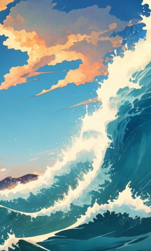 sea waves, sea, art Wallpaper 1200x2000