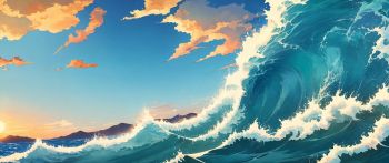 sea waves, sea, art Wallpaper 2560x1080