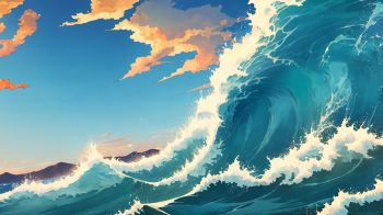 sea waves, sea, art Wallpaper 2560x1440