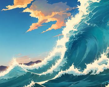 sea waves, sea, art Wallpaper 1280x1024