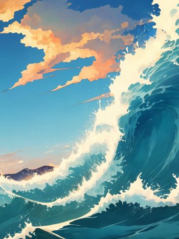sea waves, sea, art Wallpaper 1620x2160