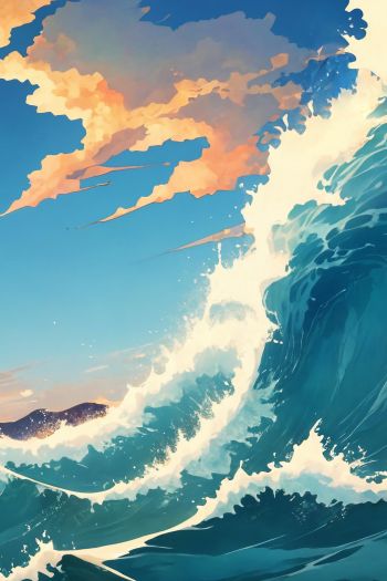 sea waves, sea, art Wallpaper 640x960