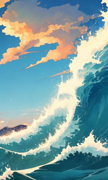 sea waves, sea, art Wallpaper 1200x2000
