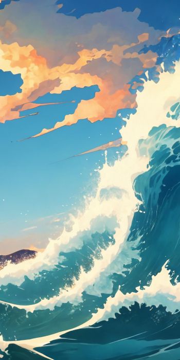 sea waves, sea, art Wallpaper 720x1440