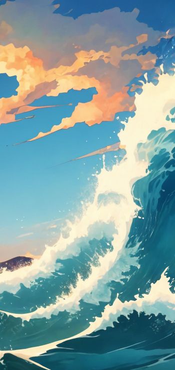 sea waves, sea, art Wallpaper 720x1520