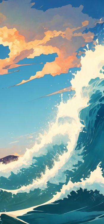 sea waves, sea, art Wallpaper 828x1792