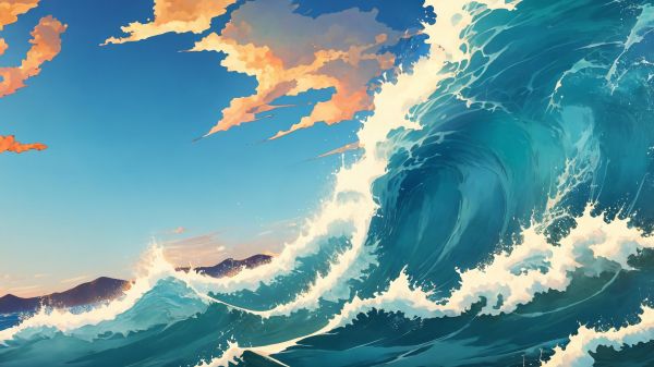 sea waves, sea, art Wallpaper 2048x1152
