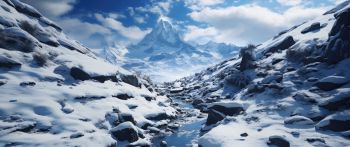 mountains, snow, winter Wallpaper 2560x1080
