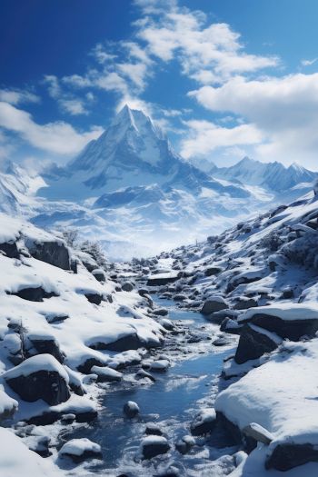 mountains, snow, winter Wallpaper 640x960