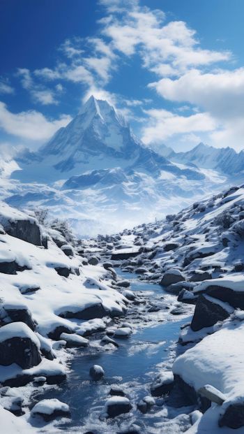 mountains, snow, winter Wallpaper 640x1136