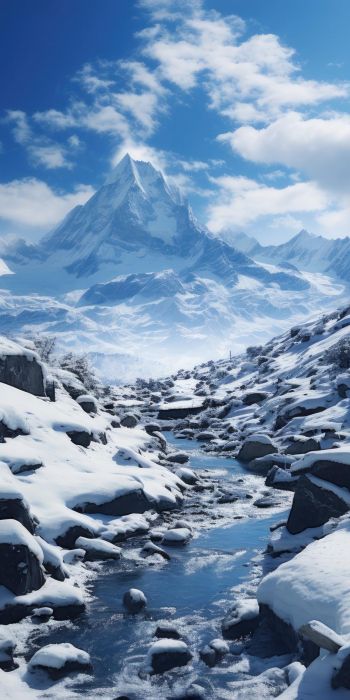 mountains, snow, winter Wallpaper 720x1440