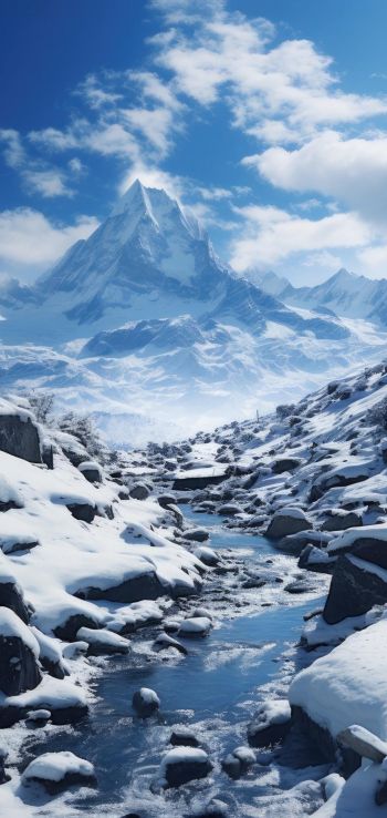 mountains, snow, winter Wallpaper 720x1520