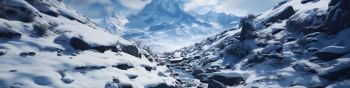 mountains, snow, winter Wallpaper 1590x400