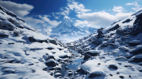mountains, snow, winter Wallpaper 3840x2152