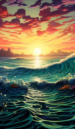sunset on the sea, sea, seascape Wallpaper 600x1024