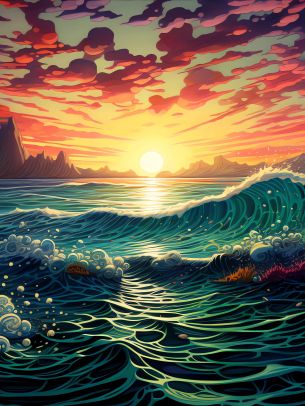 sunset on the sea, sea, seascape Wallpaper 1536x2048