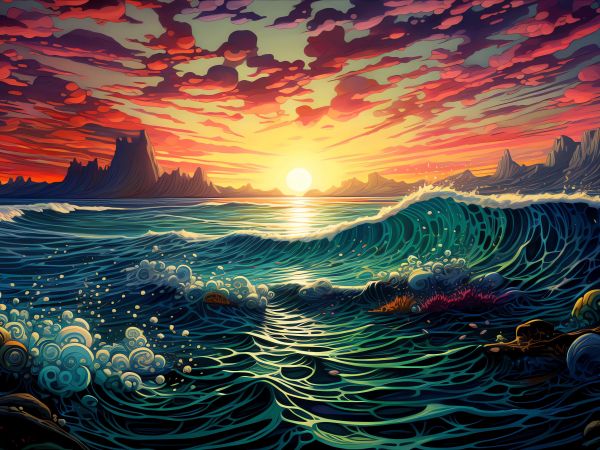 sunset on the sea, sea, seascape Wallpaper 1024x768