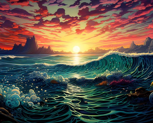 sunset on the sea, sea, seascape Wallpaper 1280x1024