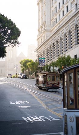 Обои 600x1024 Сан-Франциско, трамвай, дорога, город