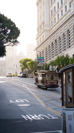 Обои 720x1280 Сан-Франциско, трамвай, дорога, город