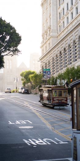 Обои 720x1440 Сан-Франциско, трамвай, дорога, город