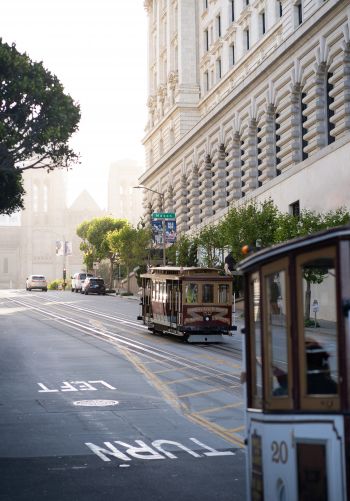 San Francisco, tram, road, city Wallpaper 1668x2388