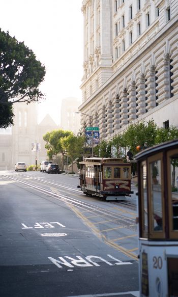 Обои 1200x2000 Сан-Франциско, трамвай, дорога, город