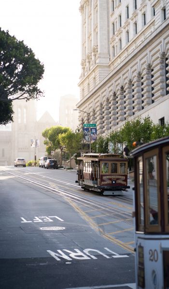 San Francisco, tram, road, city Wallpaper 600x1024