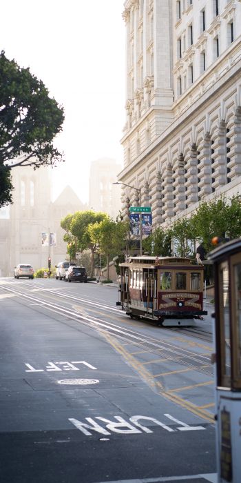 Обои 720x1440 Сан-Франциско, трамвай, дорога, город