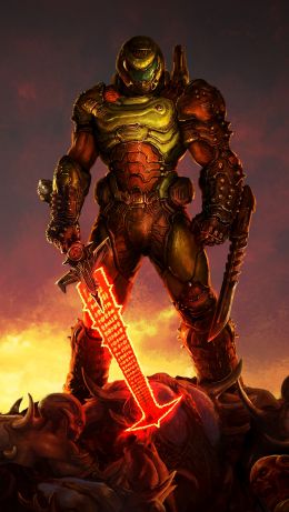 Обои 640x1136 DOOM, Палач Рока, темный