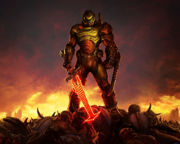 Обои 1280x1024 DOOM, Палач Рока, темный