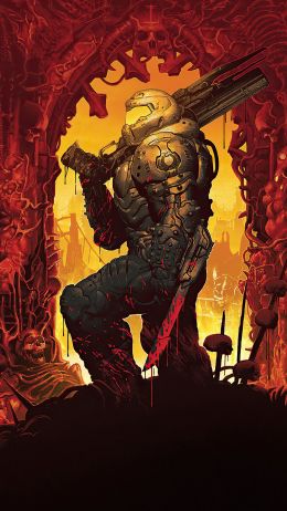 DOOM, Executioner of Doom, orange Wallpaper 720x1280